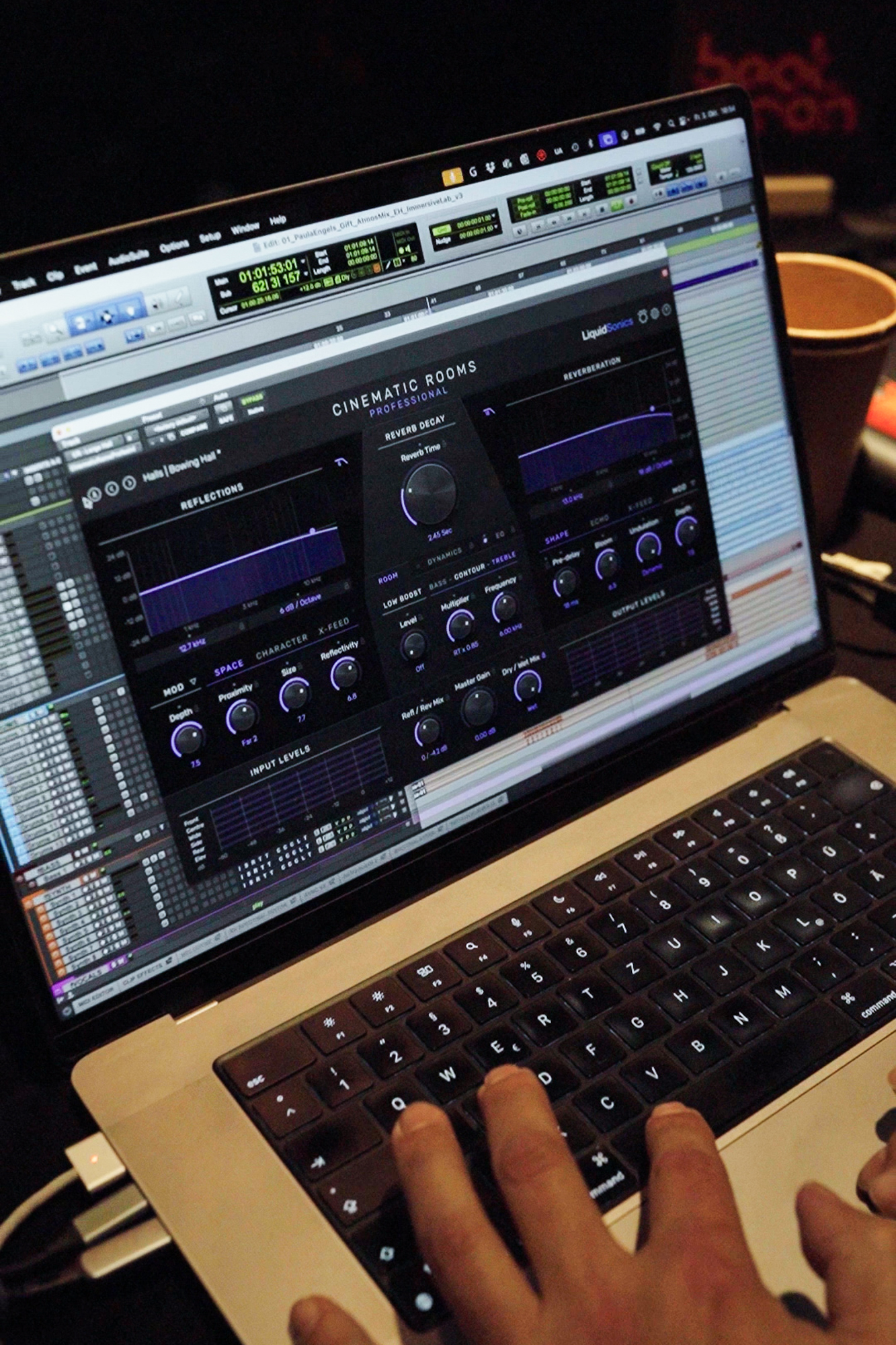LiquidSonics' Cinematic Rooms Professional reverb plugin on-screen at Beatcon Berlin.