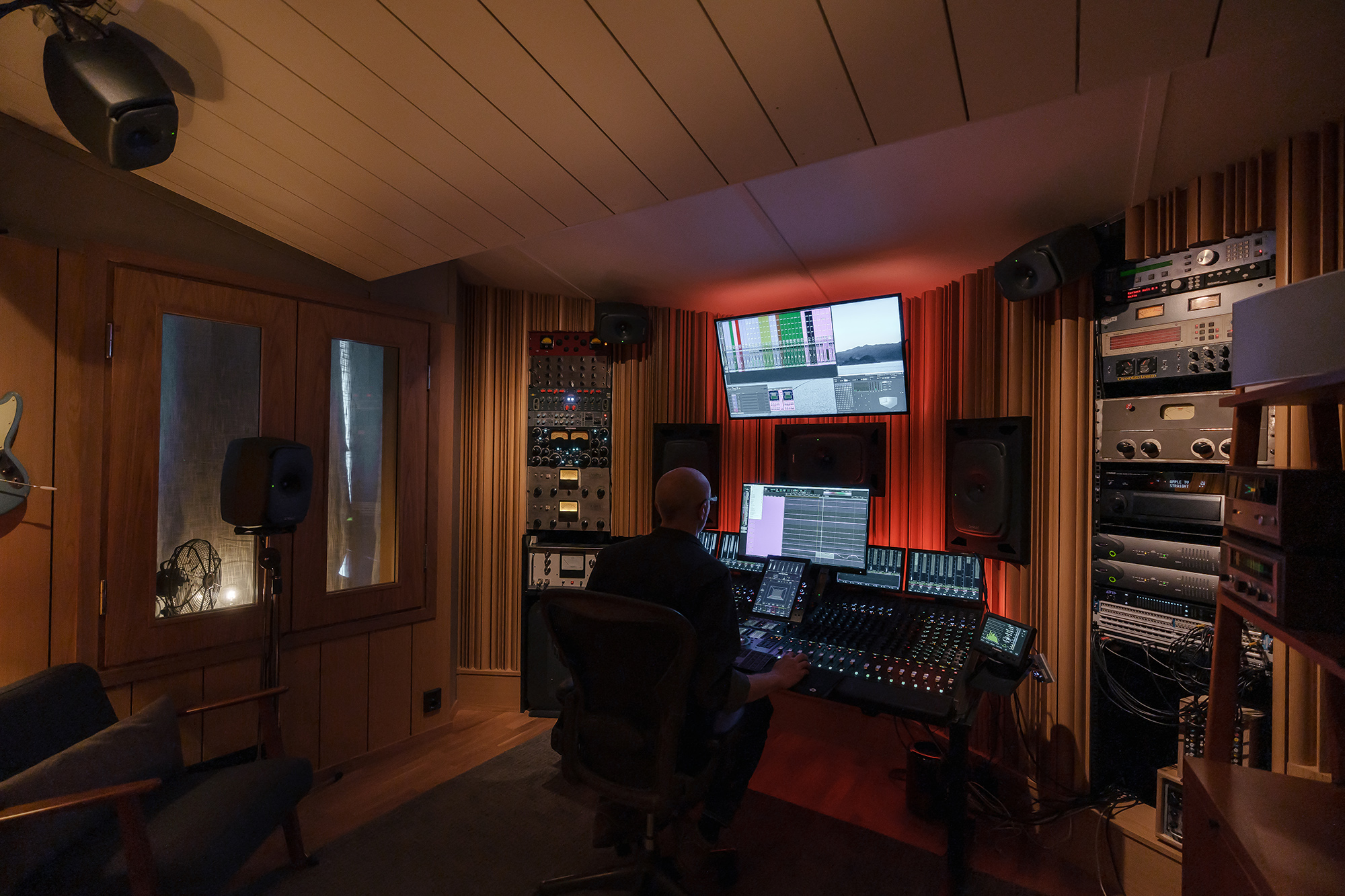 Atmos mix engineer Stefan Boman at work at his Genelec-equipped mixing studio.
