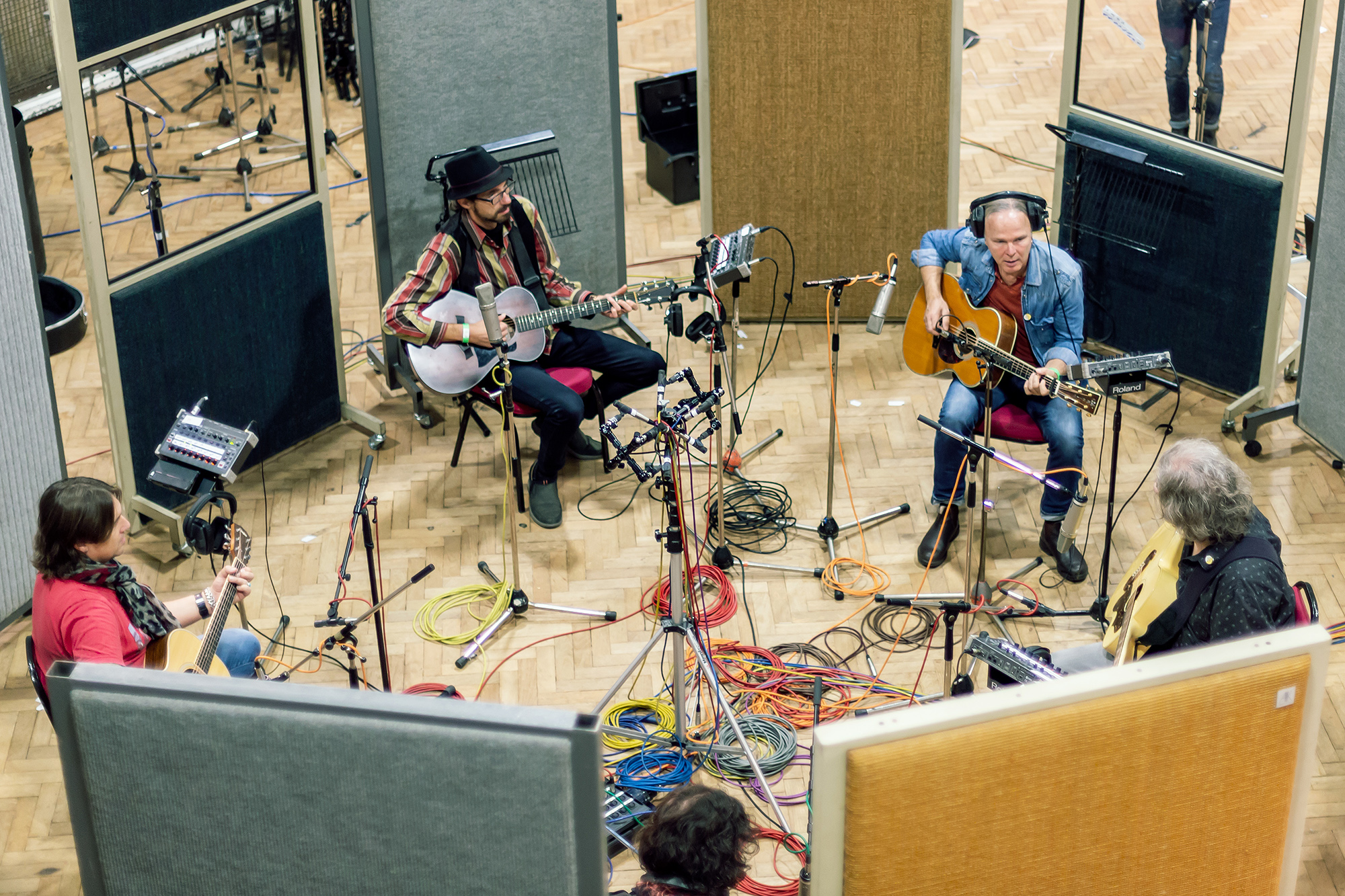 Guitar recording setup at Abbey Road Studios, London, by Hans-Martin Buff.